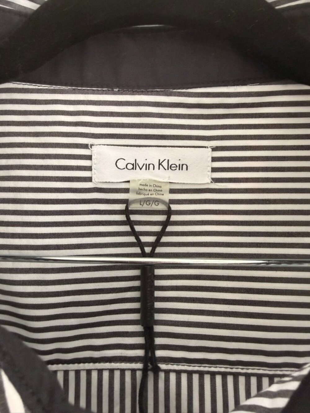 Calvin Klein Black White Striped Sleeveless Button Down Top L - Picture 3 of 4